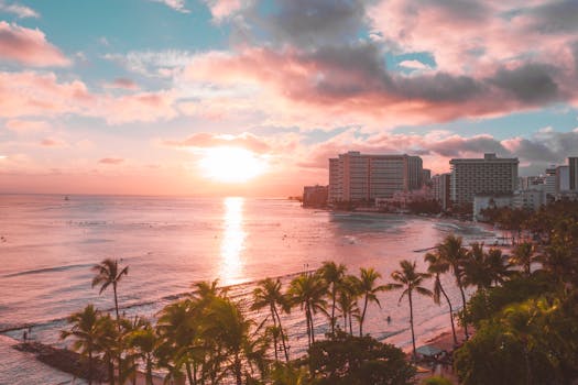 Hawaii Oceanfront Hotels With Palm Paths and Fire Benches