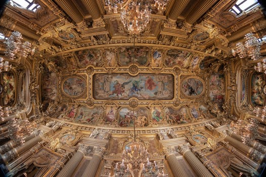 Paris Art Hotels With Gold Chandeliers and Marble Paths